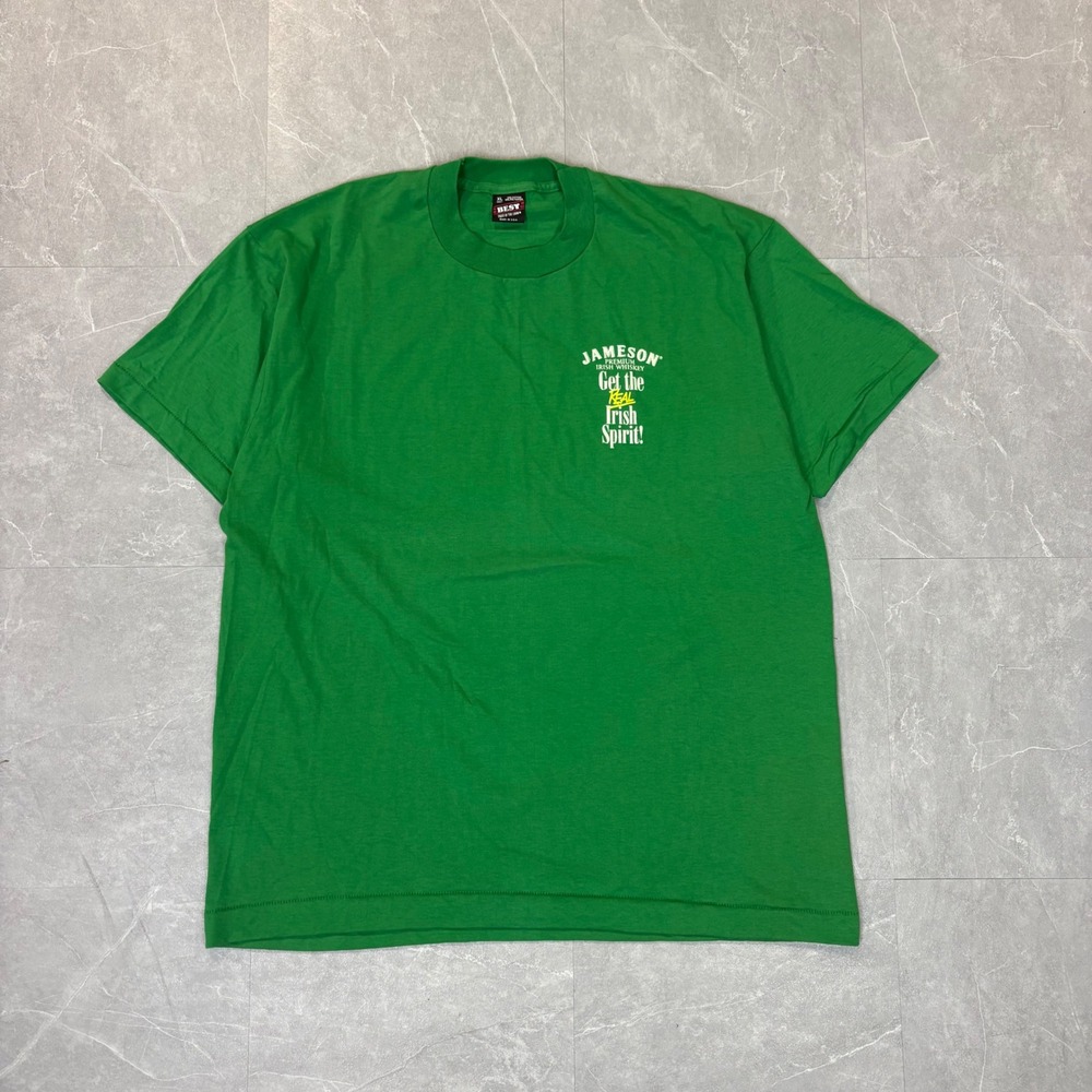 Vintage Jameson Irish Whiskey T Shirt Mens XL Green Fruit of the Loom USA Made